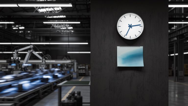 Uhr und Kalender in einer Werkshalle – Symbolbild Mythos CoP alle zwei Jahre